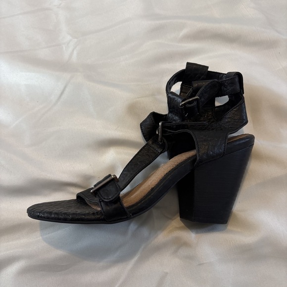 Seychelles Womens Gladiator Leather Heeled Size 7.5‎ Black Wedge - Picture 8 of 10